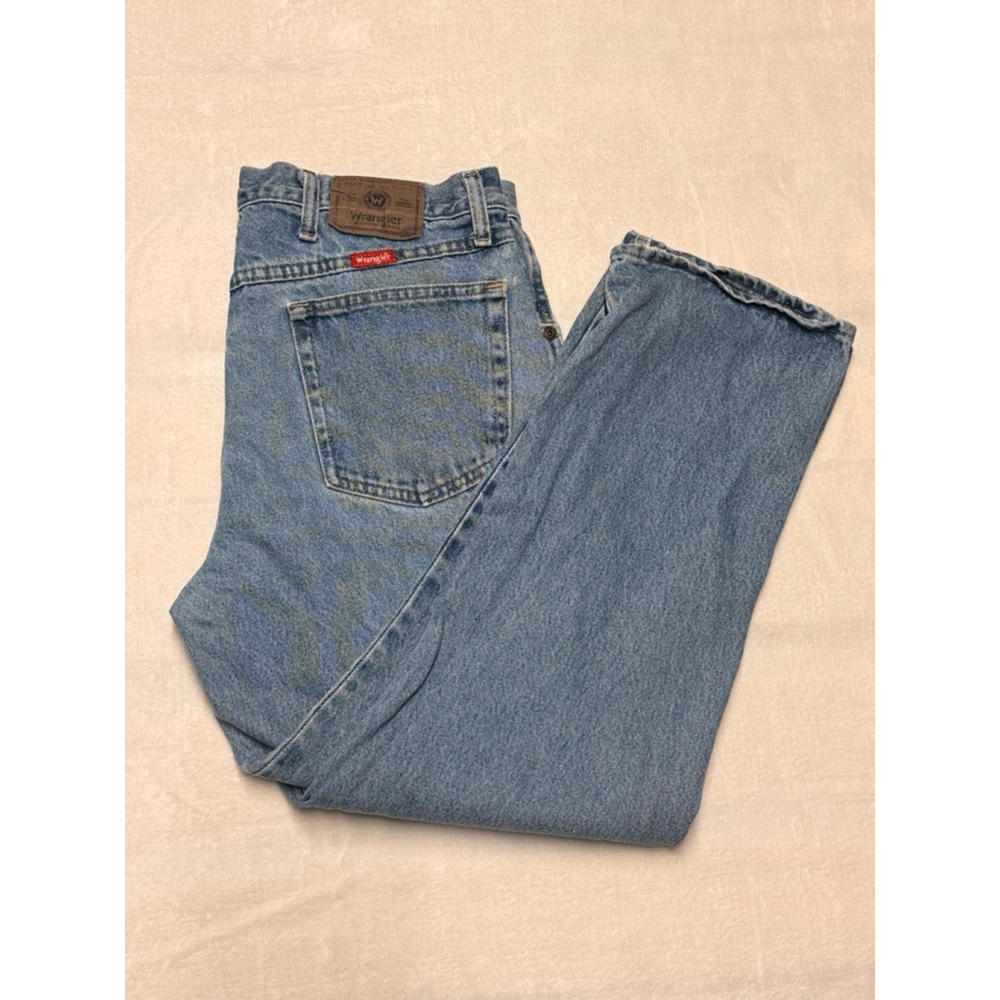 Men's Wrangler Blue Straight Jeans Light Wash Waist 36x29